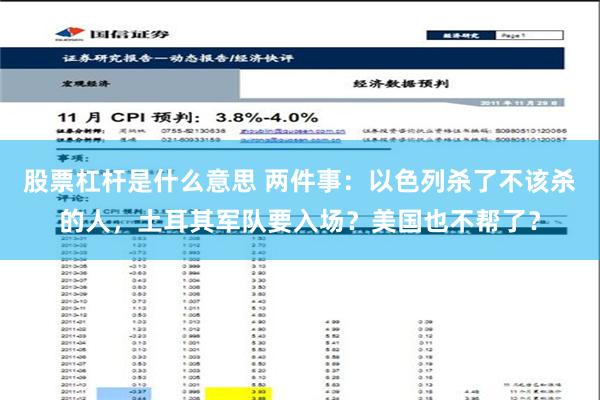 股票杠杆是什么意思 两件事：以色列杀了不该杀的人，土耳其军队要入场？美国也不帮了？