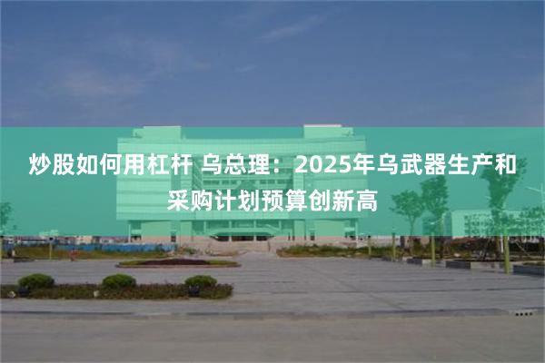 炒股如何用杠杆 乌总理：2025年乌武器生产和采购计划预算创新高