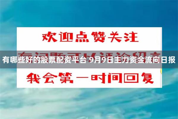 有哪些好的股票配资平台 9月9日主力资金流向日报